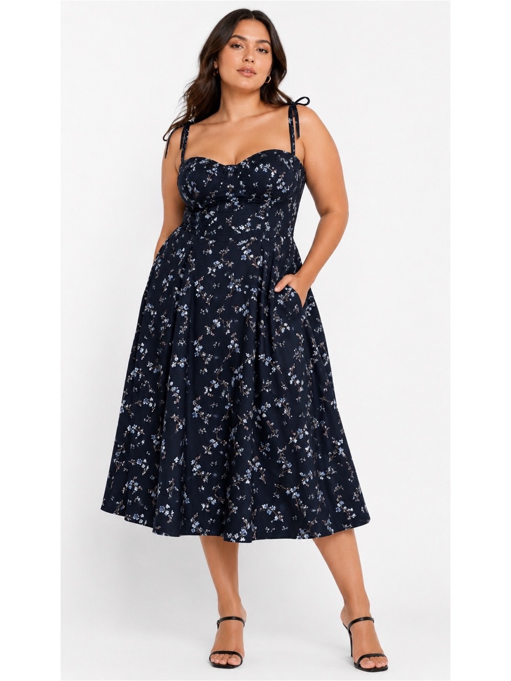Rebecca Taylor Francine Tank Midi Cotton Poplin Dress in Midnight Blue Size 10